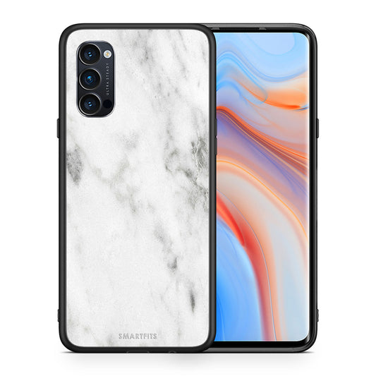 Θήκη Oppo Reno4 Pro 5G White Marble από τη Smartfits με σχέδιο στο πίσω μέρος και μαύρο περίβλημα | Oppo Reno4 Pro 5G White Marble case with colorful back and black bezels