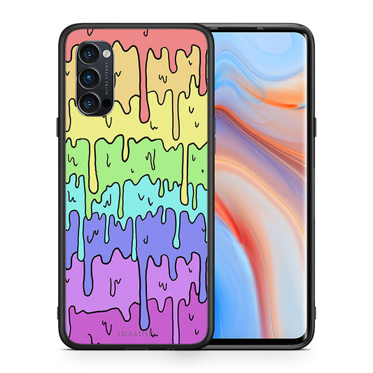 Θήκη Oppo Reno4 Pro 5G Melting Rainbow από τη Smartfits με σχέδιο στο πίσω μέρος και μαύρο περίβλημα | Oppo Reno4 Pro 5G Melting Rainbow case with colorful back and black bezels
