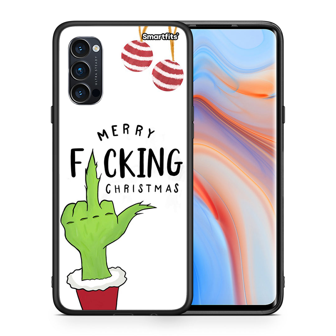 Θήκη Oppo Reno4 Pro 5G Merry F Xmas από τη Smartfits με σχέδιο στο πίσω μέρος και μαύρο περίβλημα | Oppo Reno4 Pro 5G Merry F Xmas case with colorful back and black bezels