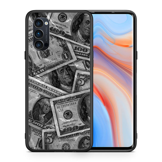 Θήκη Oppo Reno4 Pro 5G Money Dollars από τη Smartfits με σχέδιο στο πίσω μέρος και μαύρο περίβλημα | Oppo Reno4 Pro 5G Money Dollars case with colorful back and black bezels
