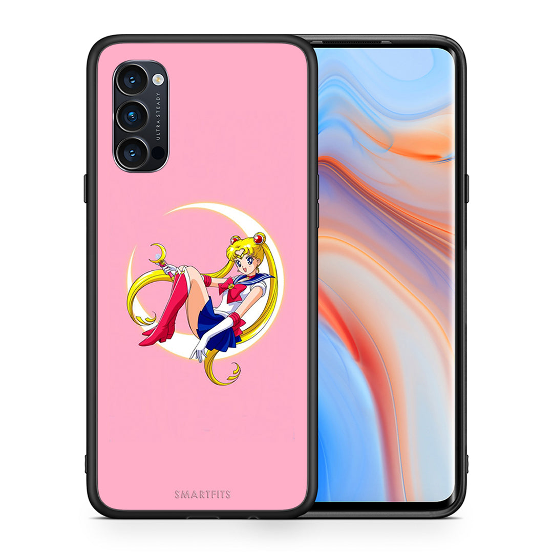 Θήκη Oppo Reno4 Pro 5G Moon Girl από τη Smartfits με σχέδιο στο πίσω μέρος και μαύρο περίβλημα | Oppo Reno4 Pro 5G Moon Girl case with colorful back and black bezels