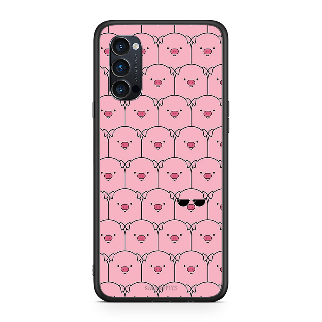 Oppo Reno4 Pro 5G Pig Glasses θήκη από τη Smartfits με σχέδιο στο πίσω μέρος και μαύρο περίβλημα | Smartphone case with colorful back and black bezels by Smartfits