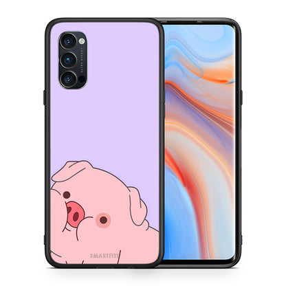 Θήκη Αγίου Βαλεντίνου Oppo Reno4 Pro 5G Pig Love 2 από τη Smartfits με σχέδιο στο πίσω μέρος και μαύρο περίβλημα | Oppo Reno4 Pro 5G Pig Love 2 case with colorful back and black bezels
