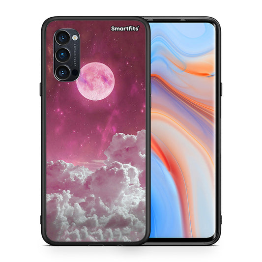 Θήκη Oppo Reno4 Pro 5G Pink Moon από τη Smartfits με σχέδιο στο πίσω μέρος και μαύρο περίβλημα | Oppo Reno4 Pro 5G Pink Moon case with colorful back and black bezels