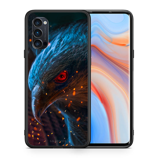 Θήκη Oppo Reno4 Pro 5G Eagle PopArt από τη Smartfits με σχέδιο στο πίσω μέρος και μαύρο περίβλημα | Oppo Reno4 Pro 5G Eagle PopArt case with colorful back and black bezels