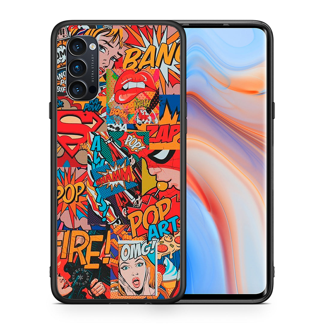 Θήκη Oppo Reno4 Pro 5G PopArt OMG από τη Smartfits με σχέδιο στο πίσω μέρος και μαύρο περίβλημα | Oppo Reno4 Pro 5G PopArt OMG case with colorful back and black bezels