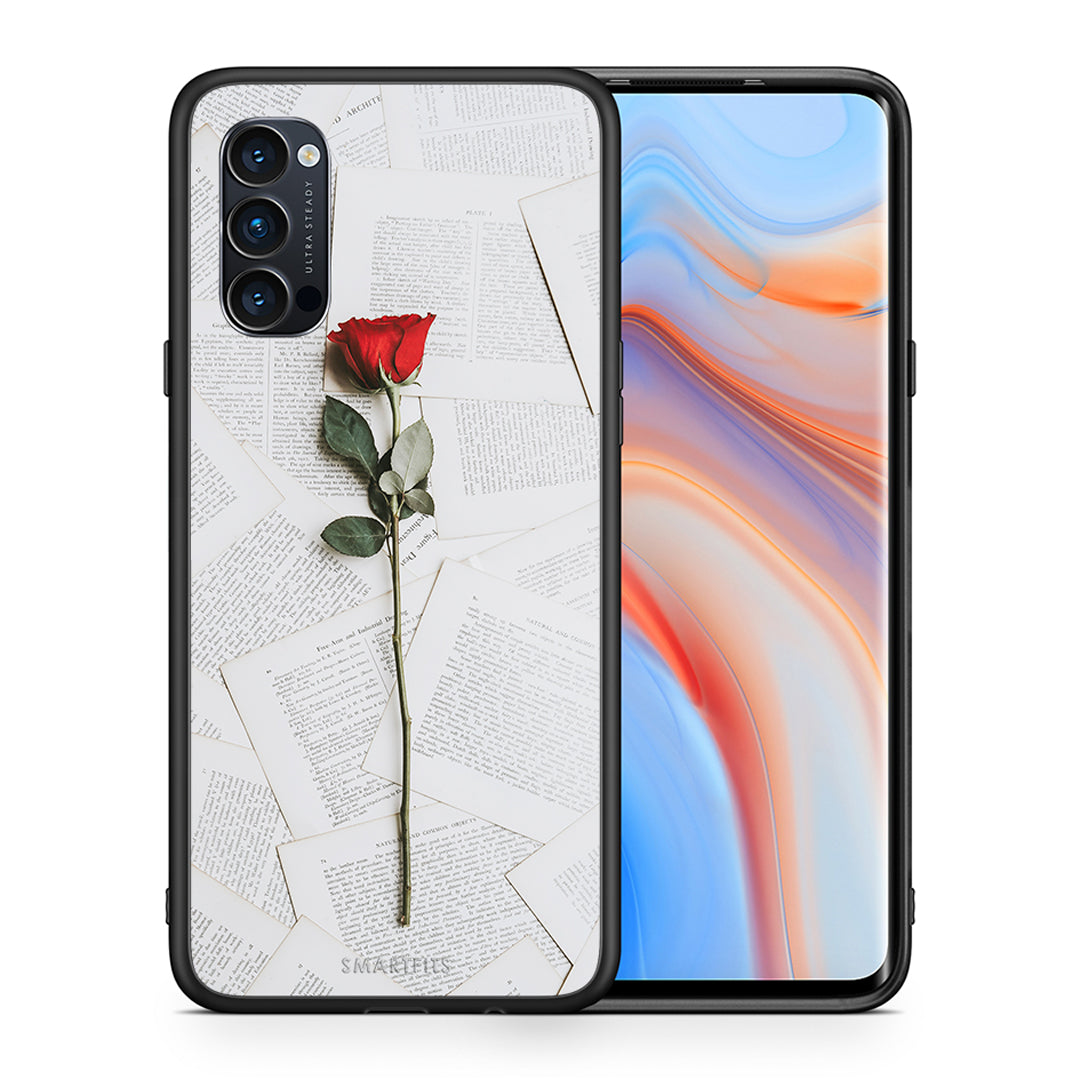 Θήκη Oppo Reno4 Pro 5G Red Rose από τη Smartfits με σχέδιο στο πίσω μέρος και μαύρο περίβλημα | Oppo Reno4 Pro 5G Red Rose case with colorful back and black bezels