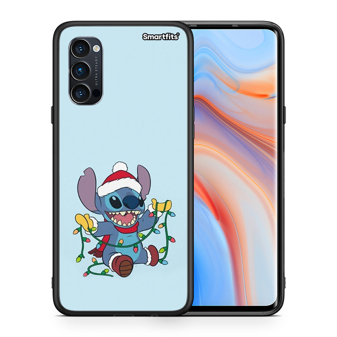 Θήκη Oppo Reno4 Pro 5G Santa Stich από τη Smartfits με σχέδιο στο πίσω μέρος και μαύρο περίβλημα | Oppo Reno4 Pro 5G Santa Stich case with colorful back and black bezels