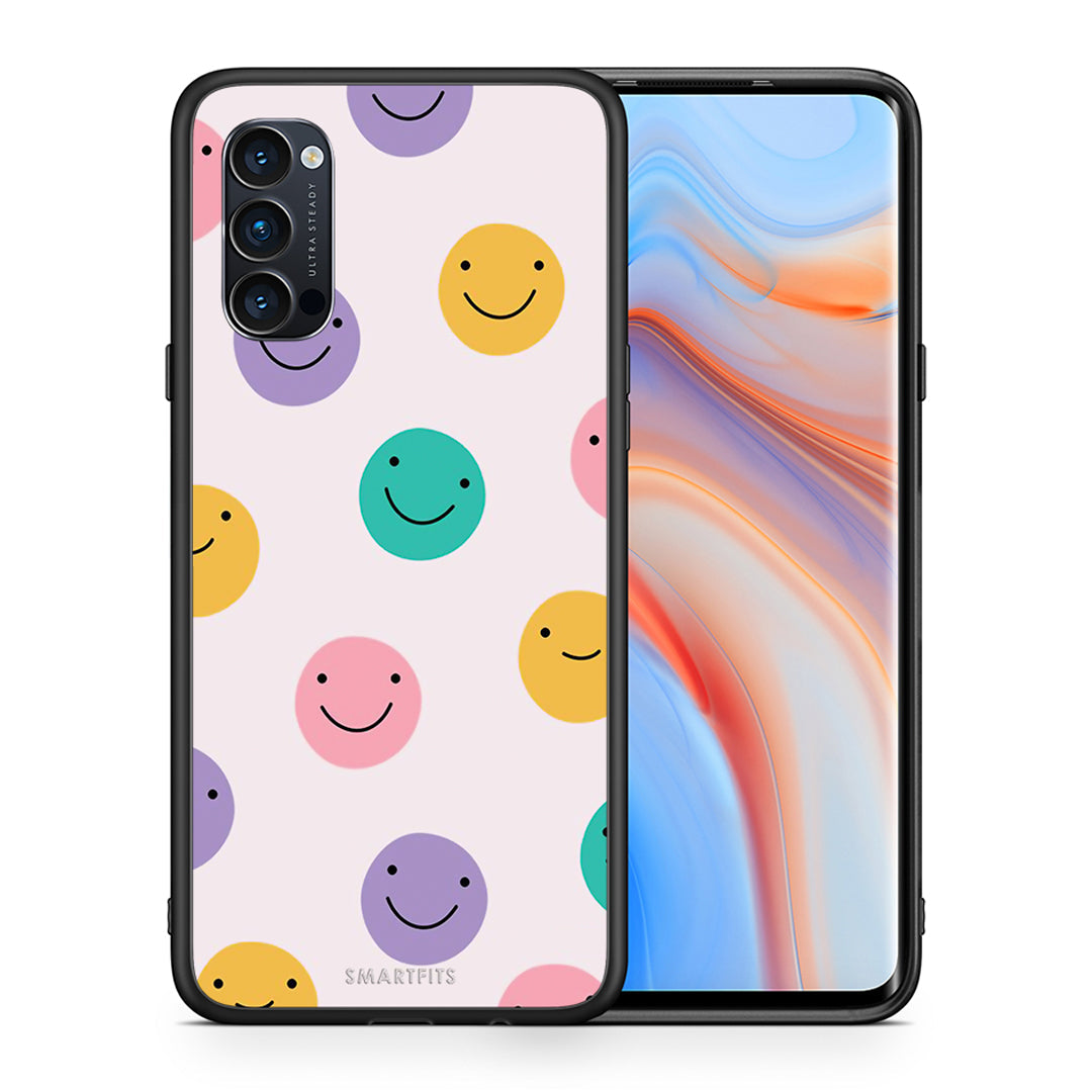 Θήκη Oppo Reno4 Pro 5G Smiley Faces από τη Smartfits με σχέδιο στο πίσω μέρος και μαύρο περίβλημα | Oppo Reno4 Pro 5G Smiley Faces case with colorful back and black bezels