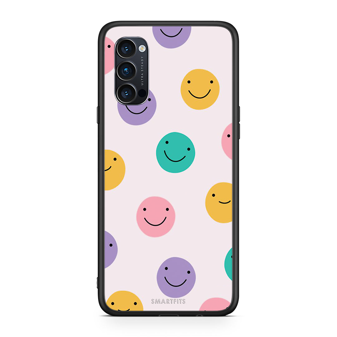 Oppo Reno4 Pro 5G Smiley Faces θήκη από τη Smartfits με σχέδιο στο πίσω μέρος και μαύρο περίβλημα | Smartphone case with colorful back and black bezels by Smartfits