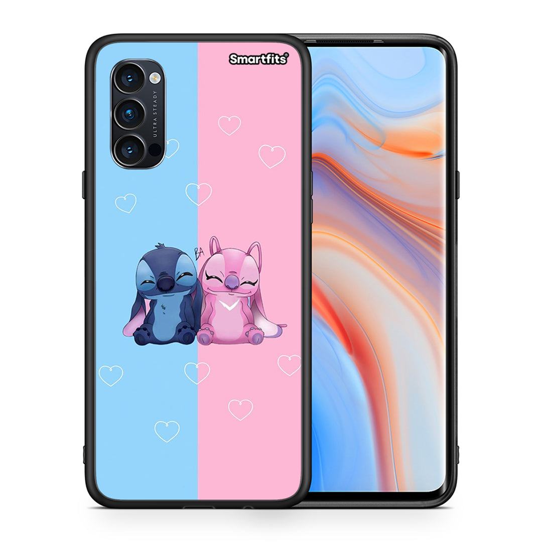 Θήκη Oppo Reno4 Pro 5G Stitch And Angel από τη Smartfits με σχέδιο στο πίσω μέρος και μαύρο περίβλημα | Oppo Reno4 Pro 5G Stitch And Angel case with colorful back and black bezels