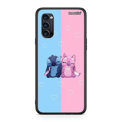 Oppo Reno4 Pro 5G Stitch And Angel θήκη από τη Smartfits με σχέδιο στο πίσω μέρος και μαύρο περίβλημα | Smartphone case with colorful back and black bezels by Smartfits