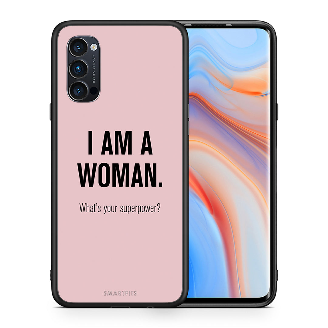 Θήκη Oppo Reno4 Pro 5G Superpower Woman από τη Smartfits με σχέδιο στο πίσω μέρος και μαύρο περίβλημα | Oppo Reno4 Pro 5G Superpower Woman case with colorful back and black bezels