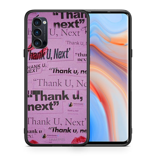Θήκη Αγίου Βαλεντίνου Oppo Reno4 Pro 5G Thank You Next από τη Smartfits με σχέδιο στο πίσω μέρος και μαύρο περίβλημα | Oppo Reno4 Pro 5G Thank You Next case with colorful back and black bezels