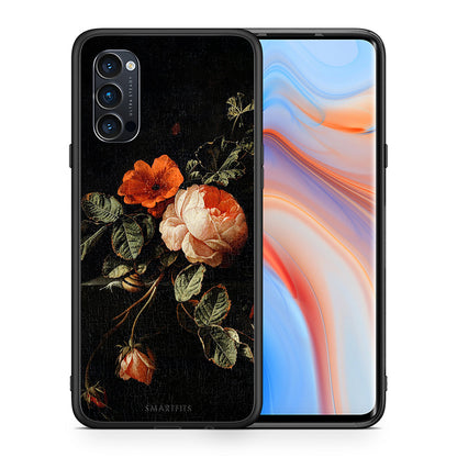 Θήκη Oppo Reno4 Pro 5G Vintage Roses από τη Smartfits με σχέδιο στο πίσω μέρος και μαύρο περίβλημα | Oppo Reno4 Pro 5G Vintage Roses case with colorful back and black bezels