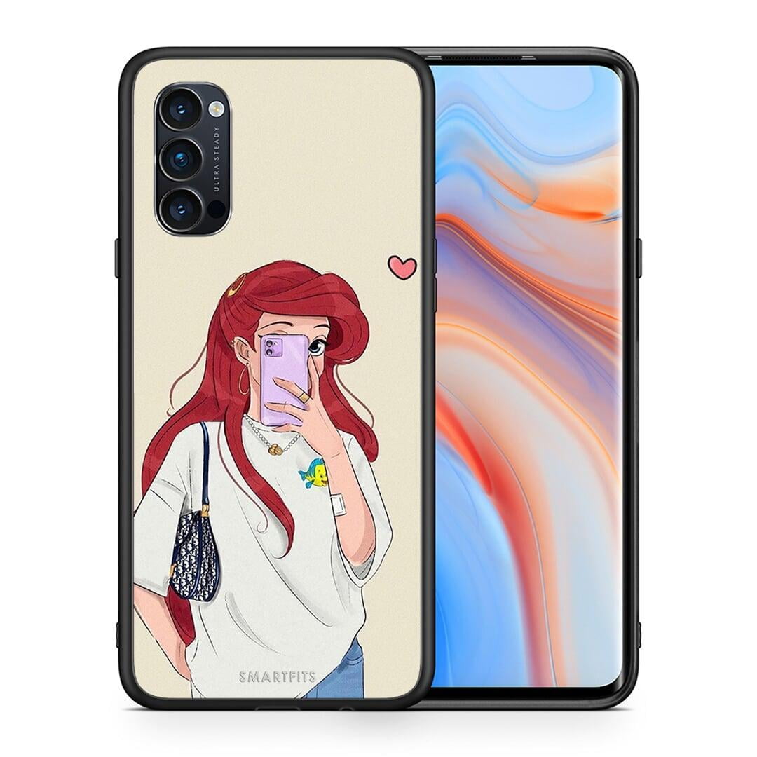 Θήκη Oppo Reno4 Pro 5G Walking Mermaid από τη Smartfits με σχέδιο στο πίσω μέρος και μαύρο περίβλημα | Oppo Reno4 Pro 5G Walking Mermaid case with colorful back and black bezels