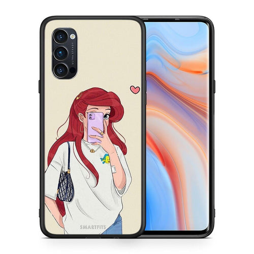 Θήκη Oppo Reno4 Pro 5G Walking Mermaid από τη Smartfits με σχέδιο στο πίσω μέρος και μαύρο περίβλημα | Oppo Reno4 Pro 5G Walking Mermaid case with colorful back and black bezels