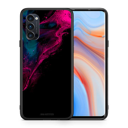 Θήκη Oppo Reno4 Pro 5G Pink Black Watercolor από τη Smartfits με σχέδιο στο πίσω μέρος και μαύρο περίβλημα | Oppo Reno4 Pro 5G Pink Black Watercolor case with colorful back and black bezels