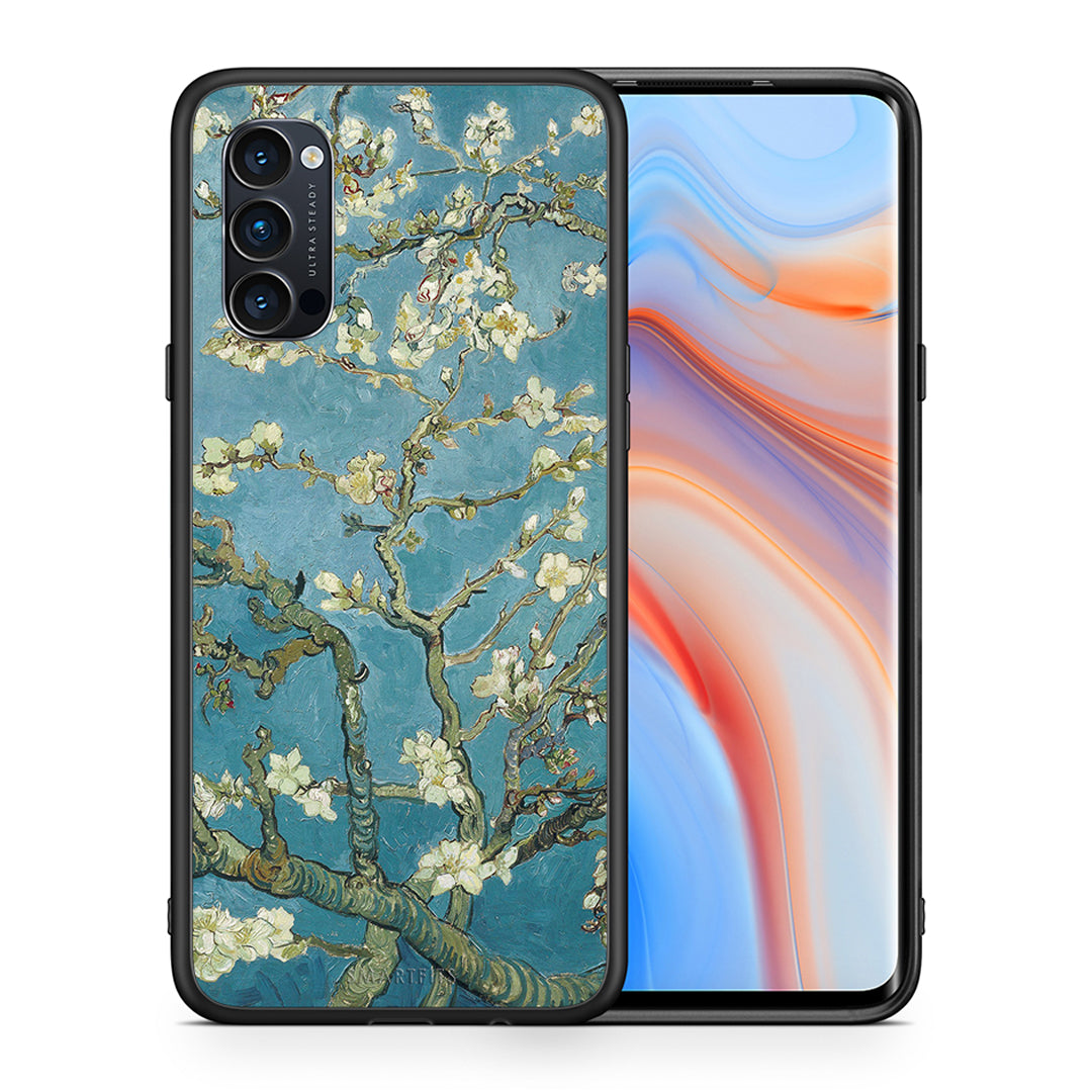 Θήκη Oppo Reno4 Pro 5G White Blossoms από τη Smartfits με σχέδιο στο πίσω μέρος και μαύρο περίβλημα | Oppo Reno4 Pro 5G White Blossoms case with colorful back and black bezels