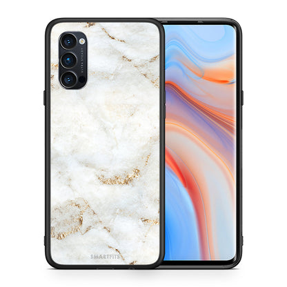 Θήκη Oppo Reno4 Pro 5G White Gold Marble από τη Smartfits με σχέδιο στο πίσω μέρος και μαύρο περίβλημα | Oppo Reno4 Pro 5G White Gold Marble case with colorful back and black bezels