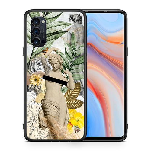 Θήκη Oppo Reno4 Pro 5G Woman Statue από τη Smartfits με σχέδιο στο πίσω μέρος και μαύρο περίβλημα | Oppo Reno4 Pro 5G Woman Statue case with colorful back and black bezels