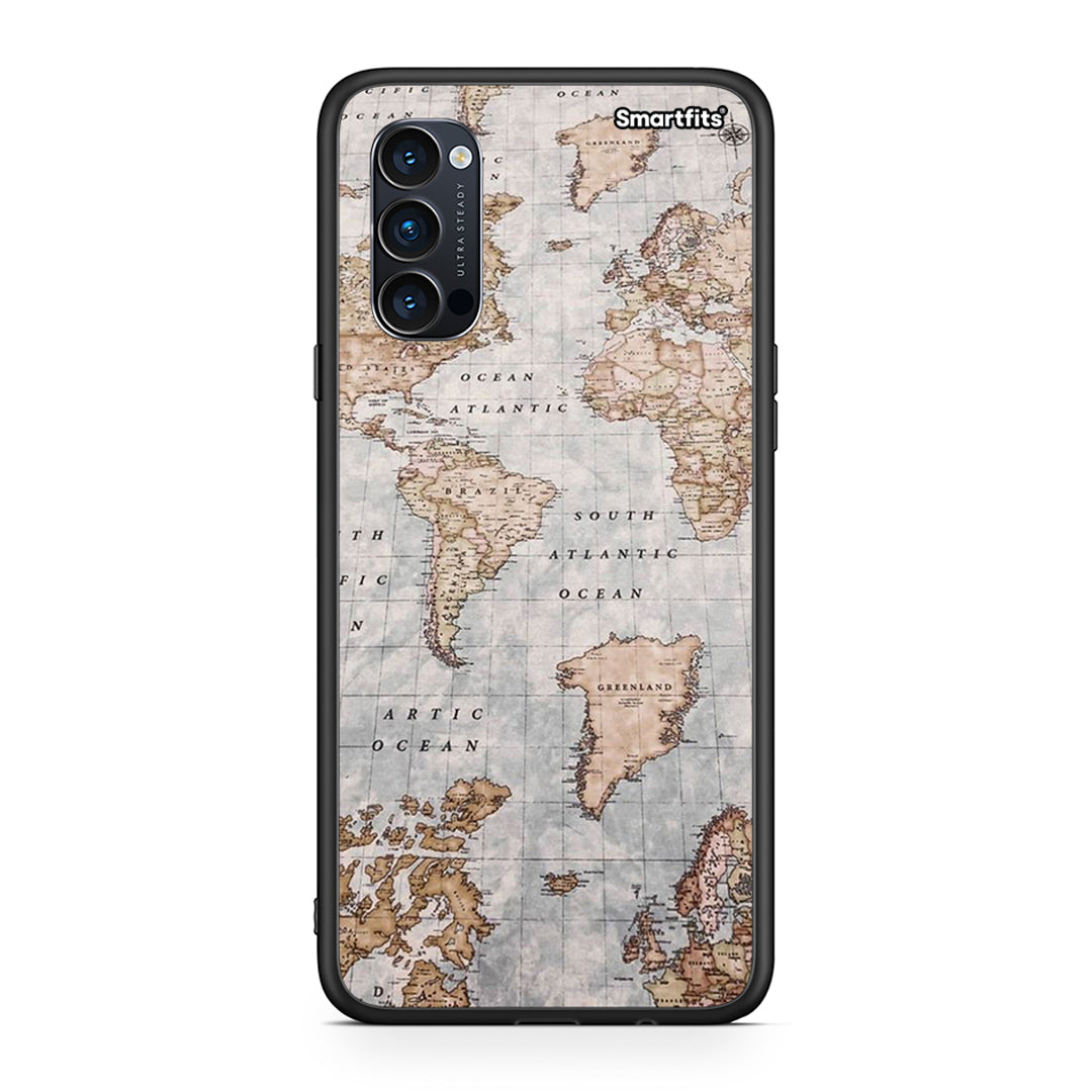 Oppo Reno4 Pro 5G World Map θήκη από τη Smartfits με σχέδιο στο πίσω μέρος και μαύρο περίβλημα | Smartphone case with colorful back and black bezels by Smartfits