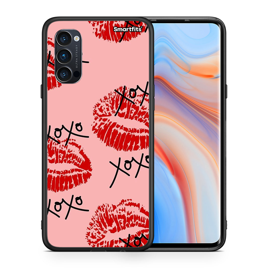 Θήκη Oppo Reno4 Pro 5G XOXO Lips από τη Smartfits με σχέδιο στο πίσω μέρος και μαύρο περίβλημα | Oppo Reno4 Pro 5G XOXO Lips case with colorful back and black bezels