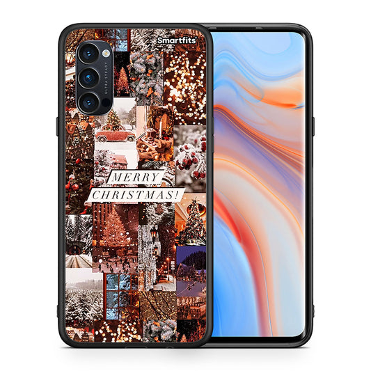 Θήκη Oppo Reno4 Pro 5G Xmas Collage από τη Smartfits με σχέδιο στο πίσω μέρος και μαύρο περίβλημα | Oppo Reno4 Pro 5G Xmas Collage case with colorful back and black bezels