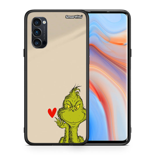Θήκη Oppo Reno4 Pro 5G Xmas Grinch από τη Smartfits με σχέδιο στο πίσω μέρος και μαύρο περίβλημα | Oppo Reno4 Pro 5G Xmas Grinch case with colorful back and black bezels