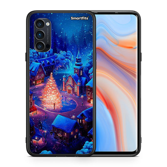 Θήκη Oppo Reno4 Pro 5G Xmas Village από τη Smartfits με σχέδιο στο πίσω μέρος και μαύρο περίβλημα | Oppo Reno4 Pro 5G Xmas Village case with colorful back and black bezels