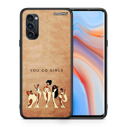 Θήκη Oppo Reno4 Pro 5G You Go Girl από τη Smartfits με σχέδιο στο πίσω μέρος και μαύρο περίβλημα | Oppo Reno4 Pro 5G You Go Girl case with colorful back and black bezels