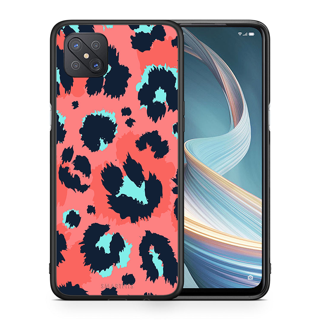 Θήκη Oppo Reno4 Z 5G Pink Leopard Animal από τη Smartfits με σχέδιο στο πίσω μέρος και μαύρο περίβλημα | Oppo Reno4 Z 5G Pink Leopard Animal case with colorful back and black bezels