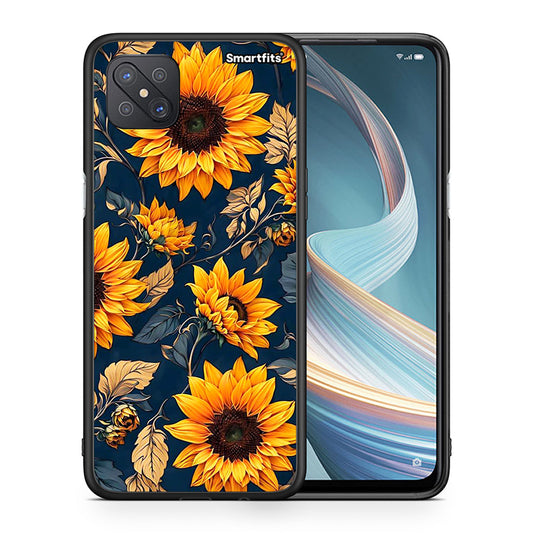 Θήκη Oppo Reno4 Z 5G Autumn Sunflowers από τη Smartfits με σχέδιο στο πίσω μέρος και μαύρο περίβλημα | Oppo Reno4 Z 5G Autumn Sunflowers case with colorful back and black bezels