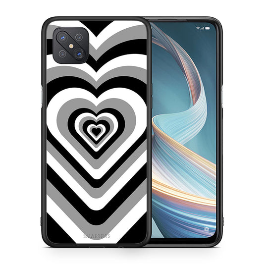 Θήκη Oppo Reno4 Z 5G Black Hearts από τη Smartfits με σχέδιο στο πίσω μέρος και μαύρο περίβλημα | Oppo Reno4 Z 5G Black Hearts case with colorful back and black bezels