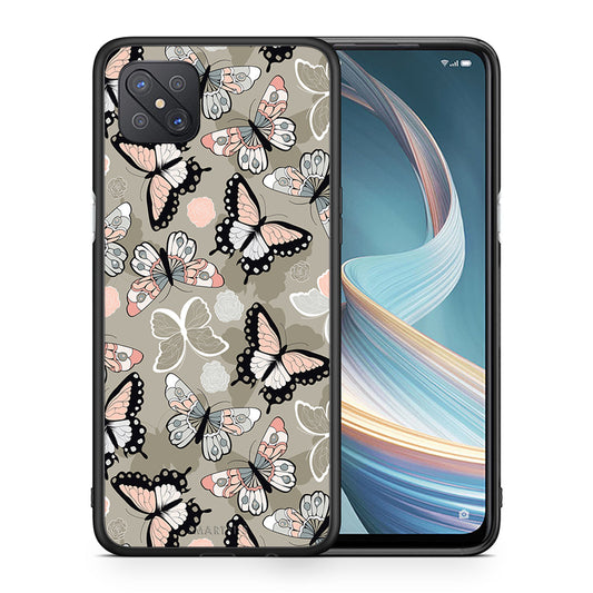 Θήκη Oppo Reno4 Z 5G Butterflies Boho από τη Smartfits με σχέδιο στο πίσω μέρος και μαύρο περίβλημα | Oppo Reno4 Z 5G Butterflies Boho case with colorful back and black bezels