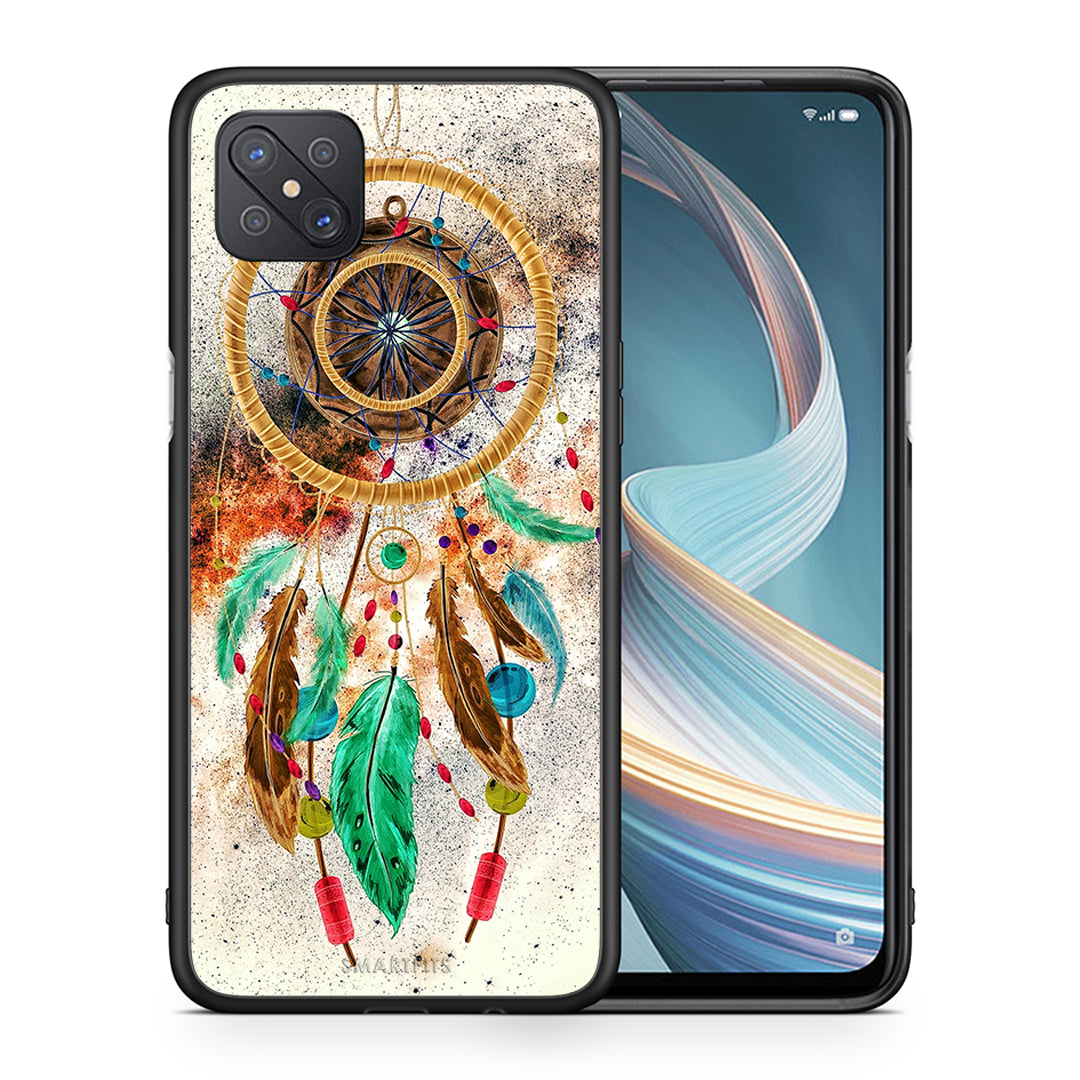 Θήκη Oppo Reno4 Z 5G DreamCatcher Boho από τη Smartfits με σχέδιο στο πίσω μέρος και μαύρο περίβλημα | Oppo Reno4 Z 5G DreamCatcher Boho case with colorful back and black bezels