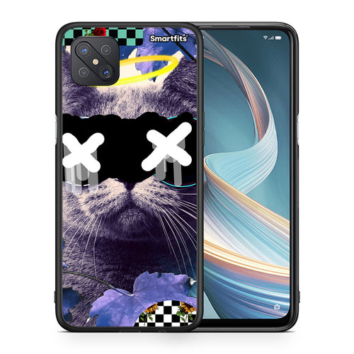 Θήκη Oppo Reno4 Z 5G Cat Collage από τη Smartfits με σχέδιο στο πίσω μέρος και μαύρο περίβλημα | Oppo Reno4 Z 5G Cat Collage case with colorful back and black bezels