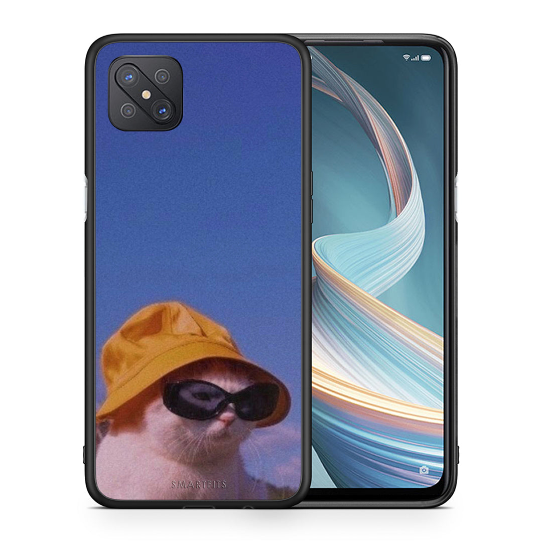 Θήκη Oppo Reno4 Z 5G Cat Diva από τη Smartfits με σχέδιο στο πίσω μέρος και μαύρο περίβλημα | Oppo Reno4 Z 5G Cat Diva case with colorful back and black bezels