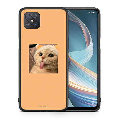 Θήκη Oppo Reno4 Z 5G Cat Tongue από τη Smartfits με σχέδιο στο πίσω μέρος και μαύρο περίβλημα | Oppo Reno4 Z 5G Cat Tongue case with colorful back and black bezels