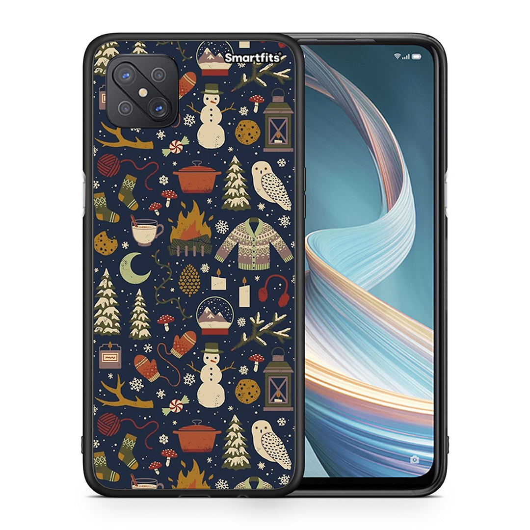 Θήκη Oppo Reno4 Z 5G Christmas Elements από τη Smartfits με σχέδιο στο πίσω μέρος και μαύρο περίβλημα | Oppo Reno4 Z 5G Christmas Elements case with colorful back and black bezels