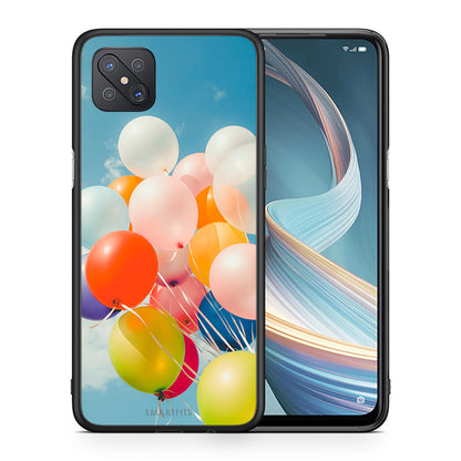 Θήκη Oppo Reno4 Z 5G Colorful Balloons από τη Smartfits με σχέδιο στο πίσω μέρος και μαύρο περίβλημα | Oppo Reno4 Z 5G Colorful Balloons case with colorful back and black bezels