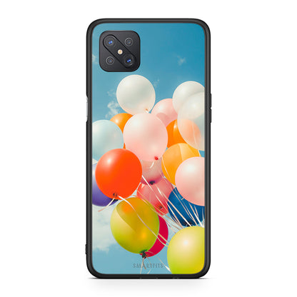 Oppo Reno4 Z 5G Colorful Balloons θήκη από τη Smartfits με σχέδιο στο πίσω μέρος και μαύρο περίβλημα | Smartphone case with colorful back and black bezels by Smartfits