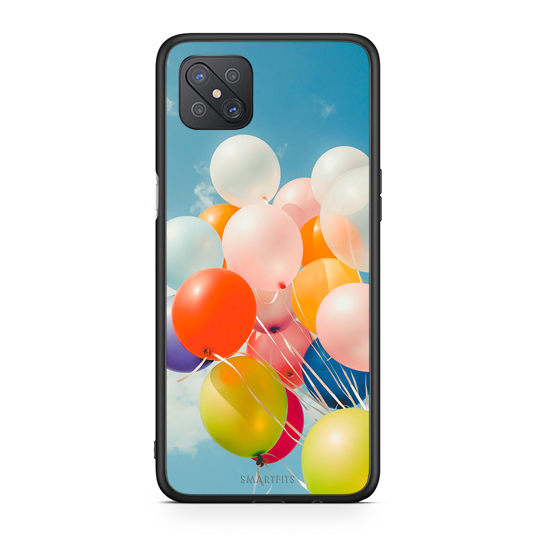 Oppo Reno4 Z 5G Colorful Balloons θήκη από τη Smartfits με σχέδιο στο πίσω μέρος και μαύρο περίβλημα | Smartphone case with colorful back and black bezels by Smartfits