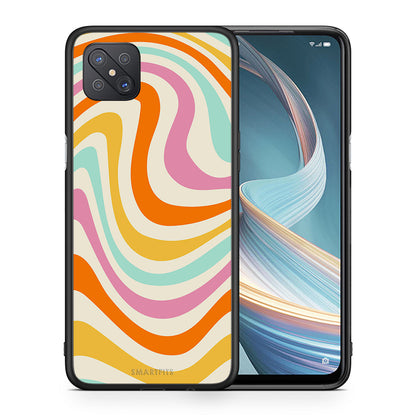 Θήκη Oppo Reno4 Z 5G Colourful Waves από τη Smartfits με σχέδιο στο πίσω μέρος και μαύρο περίβλημα | Oppo Reno4 Z 5G Colourful Waves case with colorful back and black bezels