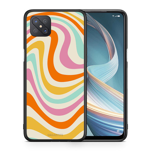 Θήκη Oppo Reno4 Z 5G Colourful Waves από τη Smartfits με σχέδιο στο πίσω μέρος και μαύρο περίβλημα | Oppo Reno4 Z 5G Colourful Waves case with colorful back and black bezels
