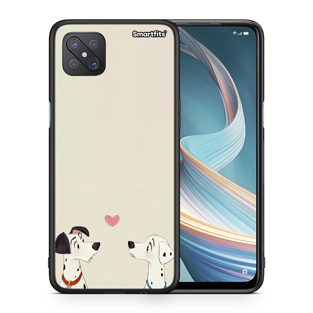 Θήκη Oppo Reno4 Z 5G Dalmatians Love από τη Smartfits με σχέδιο στο πίσω μέρος και μαύρο περίβλημα | Oppo Reno4 Z 5G Dalmatians Love case with colorful back and black bezels