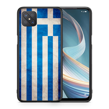 Θήκη Oppo Reno4 Z 5G Greek Flag από τη Smartfits με σχέδιο στο πίσω μέρος και μαύρο περίβλημα | Oppo Reno4 Z 5G Greek Flag case with colorful back and black bezels