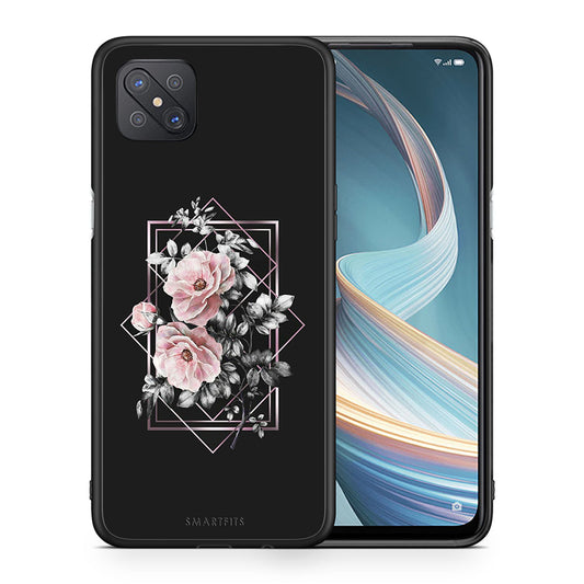 Θήκη Oppo Reno4 Z 5G Frame Flower από τη Smartfits με σχέδιο στο πίσω μέρος και μαύρο περίβλημα | Oppo Reno4 Z 5G Frame Flower case with colorful back and black bezels