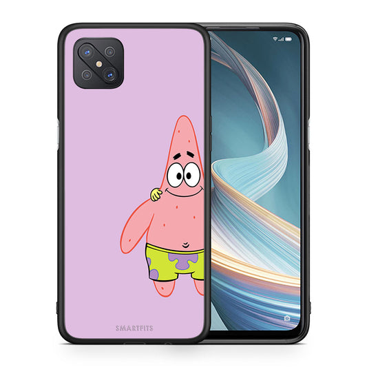 Θήκη Oppo Reno4 Z 5G Friends Patrick από τη Smartfits με σχέδιο στο πίσω μέρος και μαύρο περίβλημα | Oppo Reno4 Z 5G Friends Patrick case with colorful back and black bezels