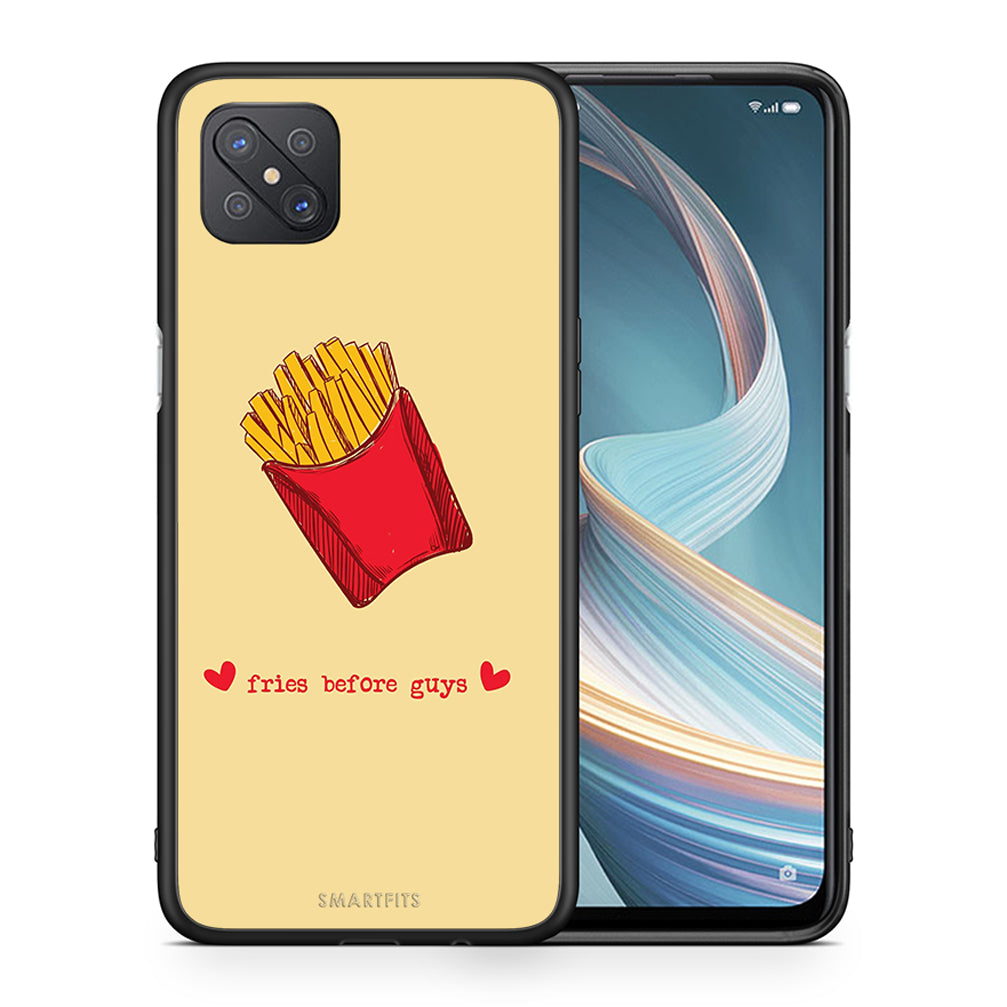 Θήκη Αγίου Βαλεντίνου Oppo Reno4 Z 5G Fries Before Guys από τη Smartfits με σχέδιο στο πίσω μέρος και μαύρο περίβλημα | Oppo Reno4 Z 5G Fries Before Guys case with colorful back and black bezels